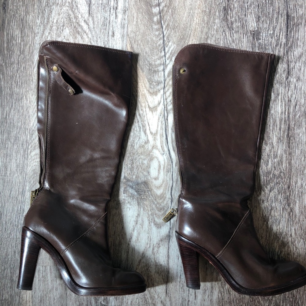 Michael Kors Brown Leather Women’s Zip Boots